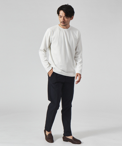 ABAHOUSE GRAY（アバハウスグレイ）の「【チェック柄】ジャガード クルーネック 長袖 Tシャツ（Tシャツ/カットソー・メンズ・グレイッシュベージュ/ホワイト/グリーン/ブラック・46/48）」の5枚目の写真
