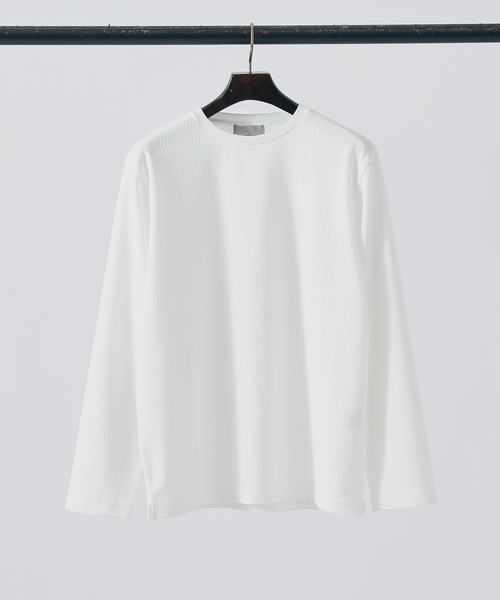 ABAHOUSE GRAY（アバハウスグレイ）の「【チェック柄】ジャガード クルーネック 長袖 Tシャツ（Tシャツ/カットソー・メンズ・グレイッシュベージュ/ホワイト/グリーン/ブラック・46/48）」の12枚目の写真