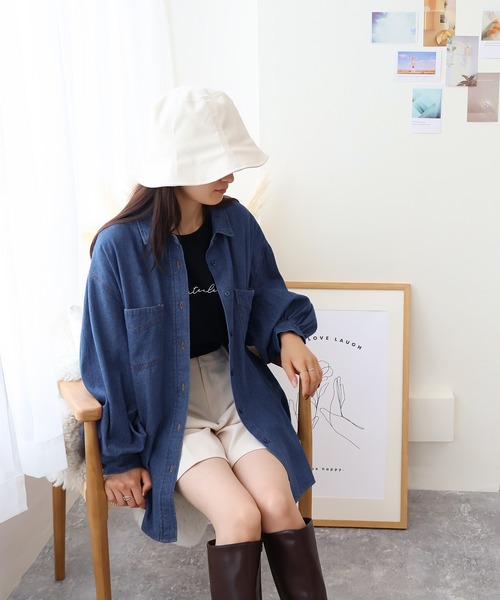 Social GIRL(ソーシャルガール)の「デニムシャツ(シャツ/ブラウス・レディース・ブルー/ネイビー・M)」の4枚目の写真
