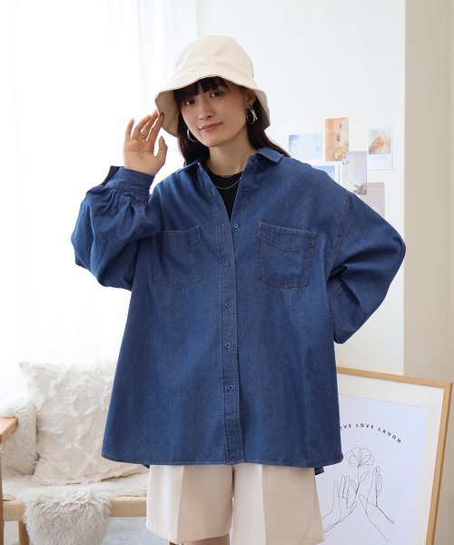 Social GIRL(ソーシャルガール)の「デニムシャツ(シャツ/ブラウス・レディース・ブルー/ネイビー・M)」の5枚目の写真