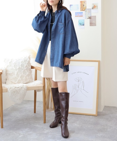 Social GIRL(ソーシャルガール)の「デニムシャツ(シャツ/ブラウス・レディース・ブルー/ネイビー・M)」の6枚目の写真