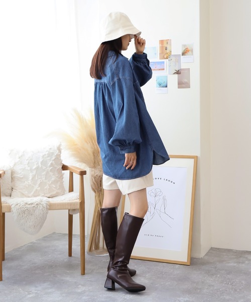 Social GIRL(ソーシャルガール)の「デニムシャツ(シャツ/ブラウス・レディース・ブルー/ネイビー・M)」の8枚目の写真