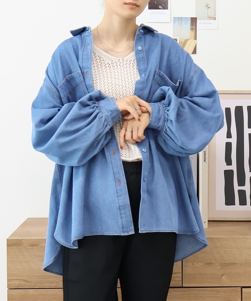 Social GIRL(ソーシャルガール)の「デニムシャツ(シャツ/ブラウス・レディース・ブルー/ネイビー・M)」の16枚目の写真