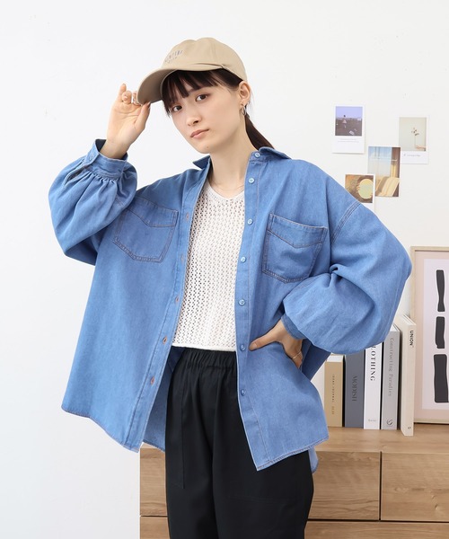 Social GIRL(ソーシャルガール)の「デニムシャツ(シャツ/ブラウス・レディース・ブルー/ネイビー・M)」の17枚目の写真