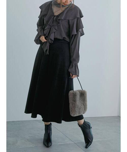 Te chichi（テチチ）の「エコレザーフレアスカート（スカート・レディース・ブラック/ブラウン・M/S）」の6枚目の写真