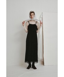 Ray BEAMS | Ray BEAMS / ベロア 裾レース キャミワンピース(ワンピース)