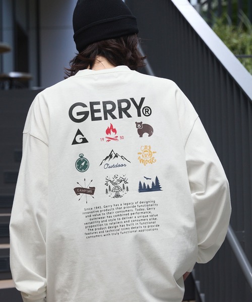 GERRY（ジェリー）の「GERRY/ジェリー 別注 バックサークルロゴプリント ビッグシルエット長袖Tシャツ（Tシャツ/カットソー・メンズ・オフホワイト/カーキ/ネイビー/ブラック/ダークブラウン/アッシュグレー/ブルー/ブルーグリーン/グレイッシュベージュ/ホワイト系/ブラック系/スモークピンク/スミクロ/ブラック系1/ブルー系1/ピンク系1/ホワイト系1/ネイビー系1・L/M/XL/S）」の3枚目の写真