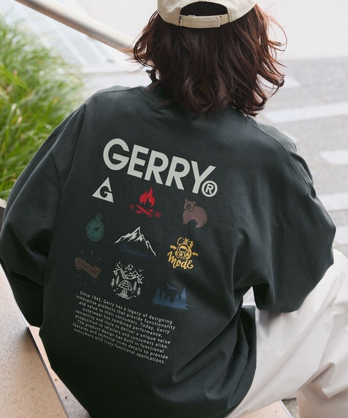 GERRY（ジェリー）の「GERRY/ジェリー 別注 バックサークルロゴプリント ビッグシルエット長袖Tシャツ（Tシャツ/カットソー・メンズ・オフホワイト/カーキ/ネイビー/ブラック/ダークブラウン/アッシュグレー/ブルー/ブルーグリーン/グレイッシュベージュ/ホワイト系/ブラック系/スモークピンク/スミクロ/ブラック系1/ブルー系1/ピンク系1/ホワイト系1/ネイビー系1・L/M/XL/S）」の7枚目の写真