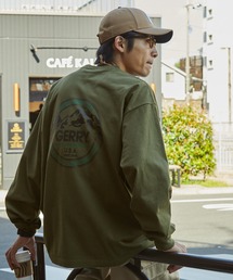 GERRY/ジェリー 別注 バックサークルロゴプリント ビッグシルエット長袖Tシャツカーキ