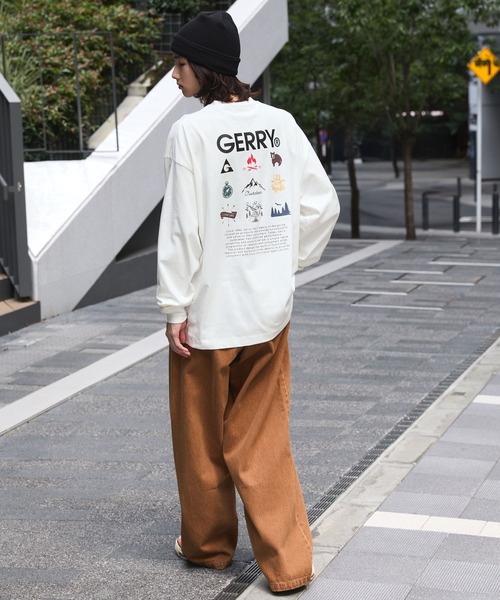 【オーエーエムシー】美品 ロゴ×フォトシャツ 長袖 白 M イタリア製 シルク GERRY/ジェリー 別注 バックサークルロゴプリント ビッグシルエット