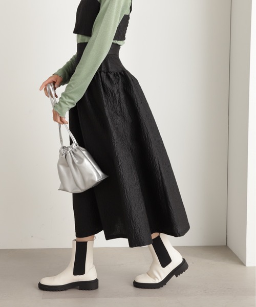 N.(N. Natural Beauty Basic)(エヌエヌナチュラルビューティーベーシック)の「【S Size Line】◆ステッチギャザーフクレジャガードスカート(スカート・レディース・クリーム/ブラック・MEDIUM/SMALL)」の3枚目の写真