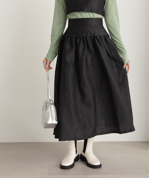 N.(N. Natural Beauty Basic)(エヌエヌナチュラルビューティーベーシック)の「【S Size Line】◆ステッチギャザーフクレジャガードスカート(スカート・レディース・クリーム/ブラック・MEDIUM/SMALL)」の9枚目の写真