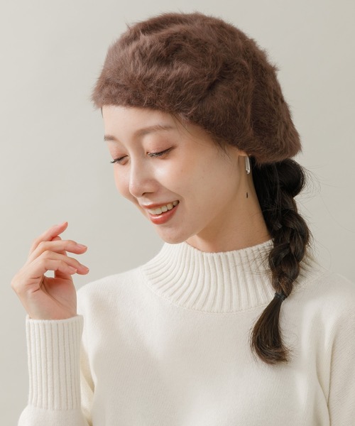 KATHARINE ROSS(キャサリンロス)の「【KATHARINE ROSS】アンゴラベレー(ハンチング/ベレー帽・レディース・ブラウン/ワイン/グレー/ベージュ/ネイビー/ブラック・MEDIUM)」の1枚目の写真