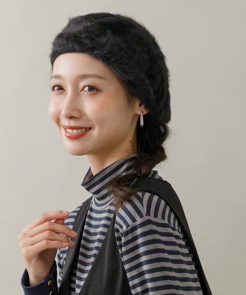 KATHARINE ROSS(キャサリンロス)の「【KATHARINE ROSS】アンゴラベレー(ハンチング/ベレー帽・レディース・ブラウン/ワイン/グレー/ベージュ/ネイビー/ブラック・MEDIUM)」の2枚目の写真