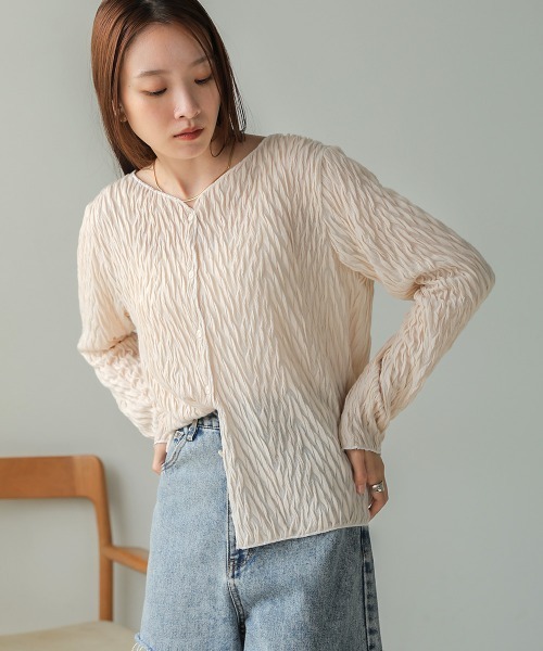 Bab(バブ)の「前後2WAYウェーブトップス(Tシャツ/カットソー・レディース・チャコールグレー/ブラウン/ホワイト系その他・FREE)」の6枚目の写真