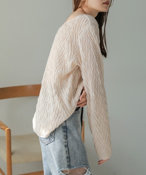 Bab(バブ)の「前後2WAYウェーブトップス(Tシャツ/カットソー・レディース・チャコールグレー/ブラウン/ホワイト系その他・FREE)」の8枚目の写真