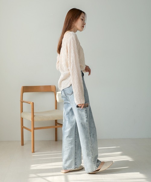 Bab(バブ)の「前後2WAYウェーブトップス(Tシャツ/カットソー・レディース・チャコールグレー/ブラウン/ホワイト系その他・FREE)」の9枚目の写真
