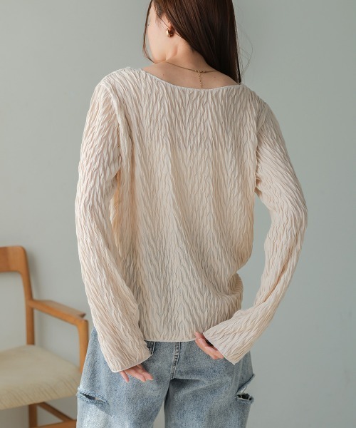 Bab(バブ)の「前後2WAYウェーブトップス(Tシャツ/カットソー・レディース・チャコールグレー/ブラウン/ホワイト系その他・FREE)」の10枚目の写真