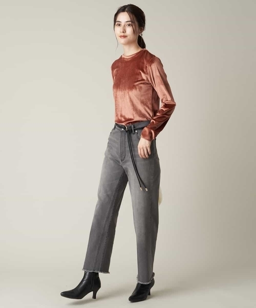 a.v.v(アーヴェヴェ)の「ロングスリーブベロアカットソー(Tシャツ/カットソー・レディース・オレンジ/ベージュ/カーキ・42/34/38/40/36)」の6枚目の写真