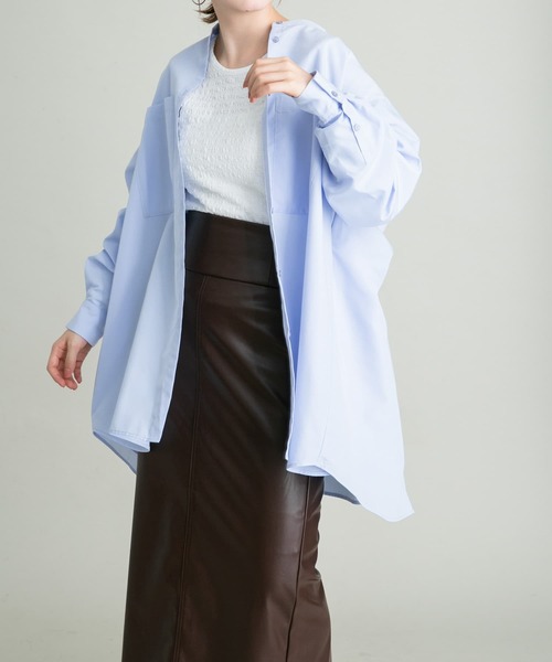 KBF（ケイビーエフ）の「BACKドロストデザインシャツ（シャツ/ブラウス・レディース・ラベンダー/オフホワイト/ネイビー・ONE）」の19枚目の写真