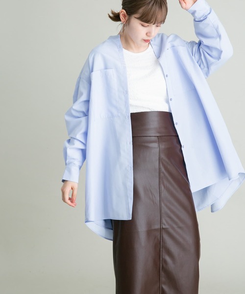 KBF（ケイビーエフ）の「BACKドロストデザインシャツ（シャツ/ブラウス・レディース・ラベンダー/オフホワイト/ネイビー・ONE）」の20枚目の写真