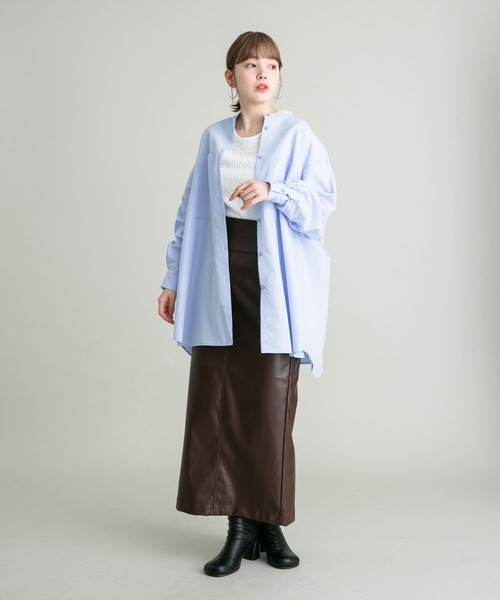 KBF（ケイビーエフ）の「BACKドロストデザインシャツ（シャツ/ブラウス・レディース・ラベンダー/オフホワイト/ネイビー・ONE）」の22枚目の写真