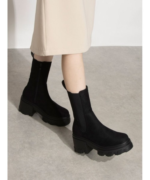 Mafmof（マフモフ）の「Mafmof(マフモフ)8cmヒールプランプサイドゴアヒールブーツ（ブーツ・レディース・ホワイト/ブラック系その他/ブラック・LL/S/L/M）」の9枚目の写真