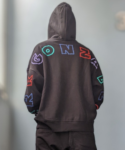 Mark Gonzales(マーク・ゴンザレス)の「MARK GONZALES ART WORK/マークゴンザレス【web限定】マルチカラー発泡ロゴZIPパーカー(パーカー・メンズ・ブラック/ブルー系/アッシュグレー・MEDIUM/X-LARGE/LARGE)」の10枚目の写真