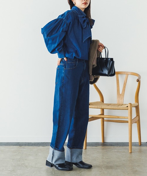 hunch（ハンチ）の「テンセルデニムボウタイブラウス（シャツ/ブラウス