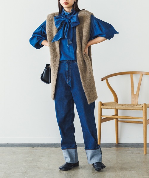 Rirandture デニムボウタイブラウス Rirandture デニムボウタイブラウス リランドチュール Rirandture
