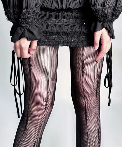 チェックウールブレンドタイツ STRIPE LACE NET RASCHEL TIGHTS(タイツ/ストッキング)|Vipoa