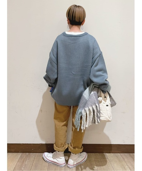 Right-on（ライトオン）の「ＧＩＲＦＩＥＬＤジャガードニット（ニット/セーター・レディース・オフホワイト/ブルー・M/L）」の9枚目の写真