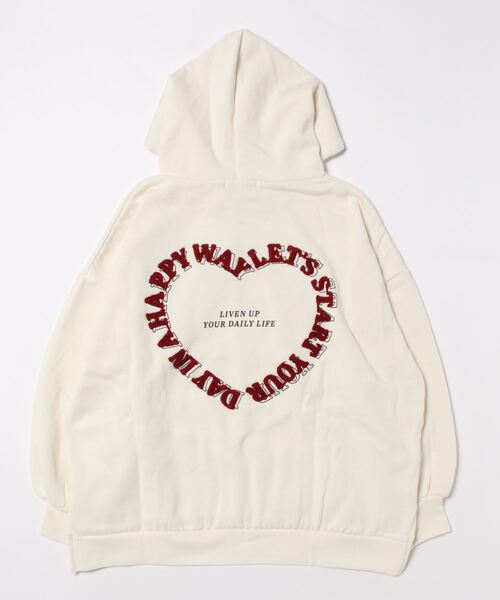 LOVETOXIC（ラブトキシック）の「バックハート裏起毛BIGパーカ（パーカー・キッズ・チャコール/アイボリー/ホワイト系その他・S/M/L）」の22枚目の写真