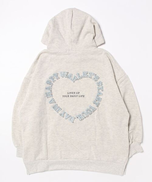 LOVETOXIC（ラブトキシック）の「バックハート裏起毛BIGパーカ（パーカー・キッズ・チャコール/アイボリー/ホワイト系その他・S/M/L）」の21枚目の写真