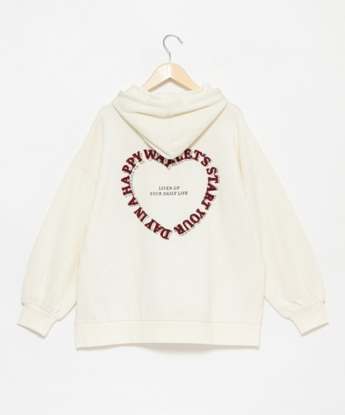 LOVETOXIC（ラブトキシック）の「バックハート裏起毛BIGパーカ（パーカー・キッズ・チャコール/アイボリー/ホワイト系その他・S/M/L）」の4枚目の写真