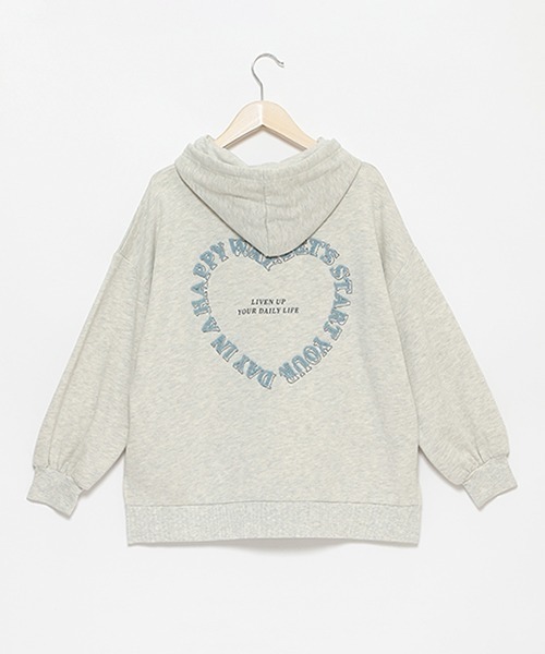 LOVETOXIC（ラブトキシック）の「バックハート裏起毛BIGパーカ（パーカー・キッズ・チャコール/アイボリー/ホワイト系その他・S/M/L）」の6枚目の写真