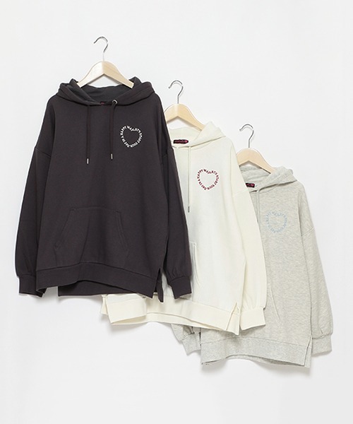 LOVETOXIC（ラブトキシック）の「バックハート裏起毛BIGパーカ（パーカー・キッズ・チャコール/アイボリー/ホワイト系その他・S/M/L）」の7枚目の写真