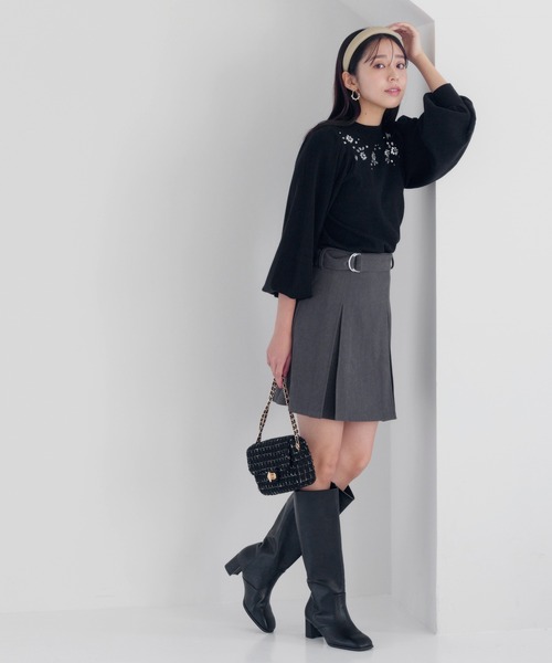 mysty woman（ミスティウーマン）の「アソートBOXタックミニスカート 989082（スカート・レディース・ブラック系その他/グリーン系その他/チャコールグレー・FREE）」の5枚目の写真