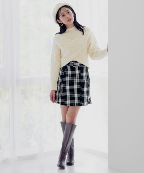 mysty woman（ミスティウーマン）の「アソートBOXタックミニスカート 989082（スカート・レディース・ブラック系その他/グリーン系その他/チャコールグレー・FREE）」の7枚目の写真