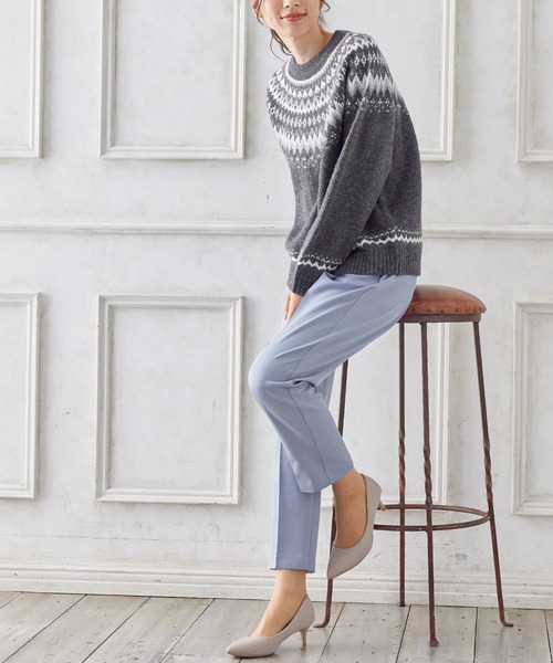 Honeys(ハニーズ)の「しわになりにくい 洗える 美ージーテーパードパンツ(スラックス・レディース・ブルー系その他/ブラック/ダークネイビー/グレイッシュベージュ/アイボリー/ピンク/ミント・3L/M/L/LL/S/SS)」の17枚目の写真