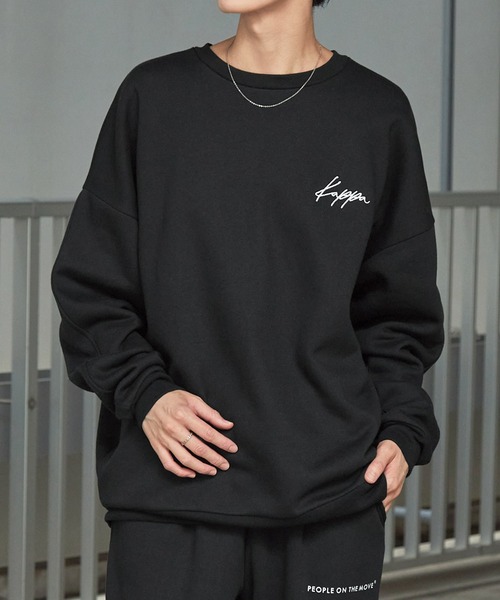 【セール】【 セットアップ 】kappa / カッパ 別注 ロゴ刺繍 ビッグシルエット裏起毛プルオーバークルースウェット+バルーンスウェットパンツ（ルームウェア/パジャマ）｜Kappa（カッパ）
