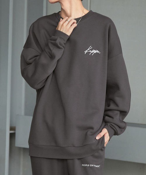 【セール】【 セットアップ 】kappa / カッパ 別注 ロゴ刺繍 ビッグシルエット裏起毛プルオーバークルースウェット+バルーンスウェットパンツ（ルームウェア/パジャマ）｜Kappa（カッパ）