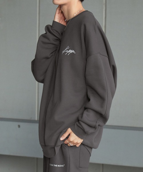 【セール】【 セットアップ 】kappa / カッパ 別注 ロゴ刺繍 ビッグシルエット裏起毛プルオーバークルースウェット+バルーンスウェットパンツ（ルームウェア/パジャマ）｜Kappa（カッパ）