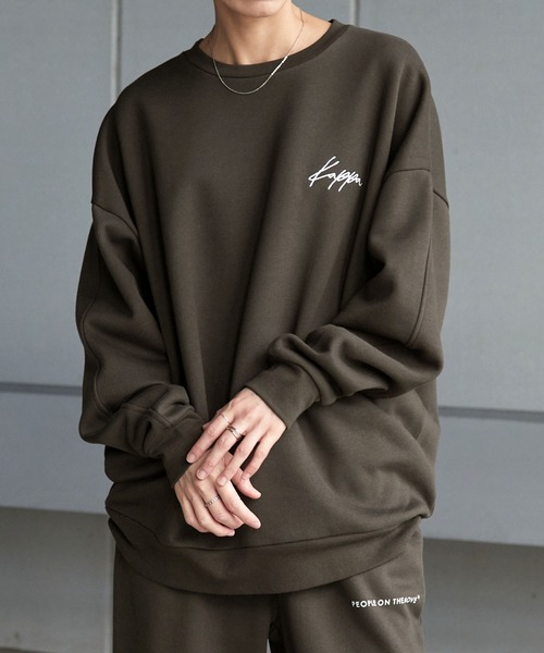 【セール】【 セットアップ 】kappa / カッパ 別注 ロゴ刺繍 ビッグシルエット裏起毛プルオーバークルースウェット+バルーンスウェットパンツ（ルームウェア/パジャマ）｜Kappa（カッパ）