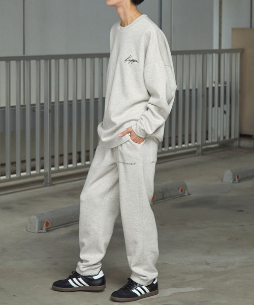 【セール】【 セットアップ 】kappa / カッパ 別注 ロゴ刺繍 ビッグシルエット裏起毛プルオーバークルースウェット+バルーンスウェットパンツ（ルームウェア/パジャマ）｜Kappa（カッパ）