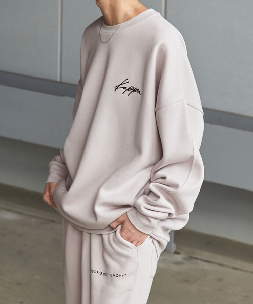 【セール】【 セットアップ 】kappa / カッパ 別注 ロゴ刺繍 ビッグシルエット裏起毛プルオーバークルースウェット+バルーンスウェットパンツ（ルームウェア/パジャマ）｜Kappa（カッパ）