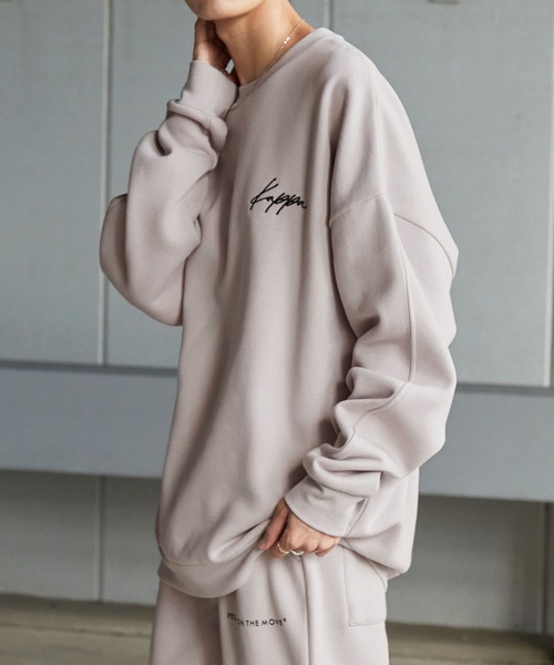 【セール】【 セットアップ 】kappa / カッパ 別注 ロゴ刺繍 ビッグシルエット裏起毛プルオーバークルースウェット+バルーンスウェットパンツ（ルームウェア/パジャマ）｜Kappa（カッパ）