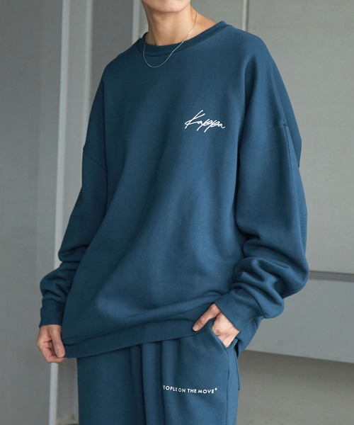 【セール】【 セットアップ 】kappa / カッパ 別注 ロゴ刺繍 ビッグシルエット裏起毛プルオーバークルースウェット+バルーンスウェットパンツ（ルームウェア/パジャマ）｜Kappa（カッパ）
