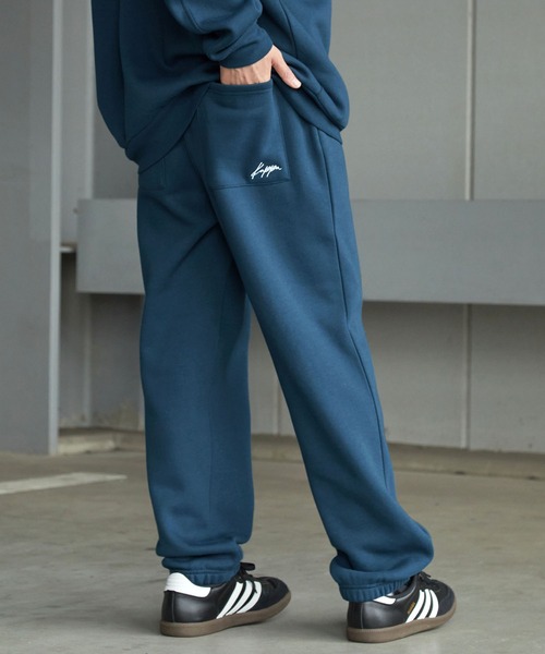【セール】【 セットアップ 】kappa / カッパ 別注 ロゴ刺繍 ビッグシルエット裏起毛プルオーバークルースウェット+バルーンスウェットパンツ（ルームウェア/パジャマ）｜Kappa（カッパ）