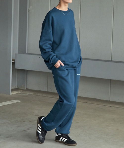 【セール】【 セットアップ 】kappa / カッパ 別注 ロゴ刺繍 ビッグシルエット裏起毛プルオーバークルースウェット+バルーンスウェットパンツ（ルームウェア/パジャマ）｜Kappa（カッパ）